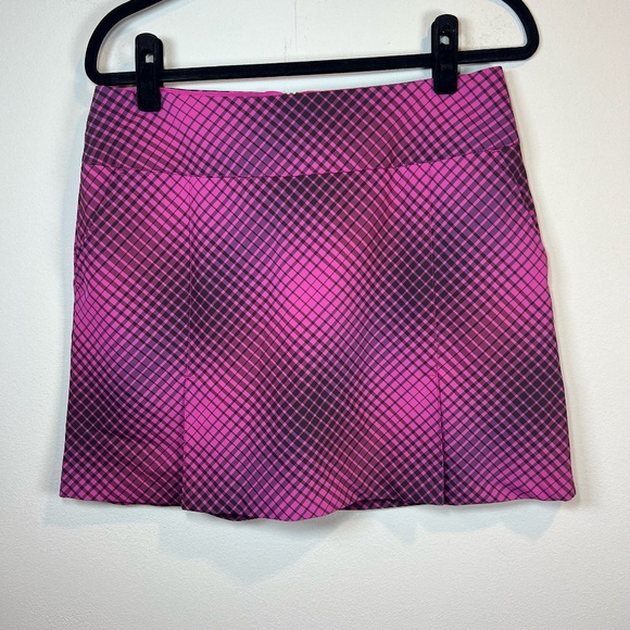 Nike Pants - Nike Dri-Fit Women's Golf Skort Fuscia Black Plaid Pleated Skirt Zip Lined  Sz 8